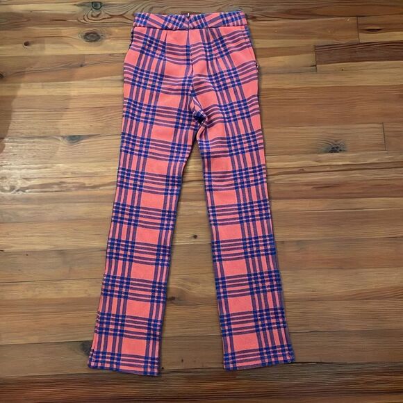 Cynthia Rowley Lincoln Orange Blue Knit Plaid Pants Womens Size 6 - Picture 5 of 14